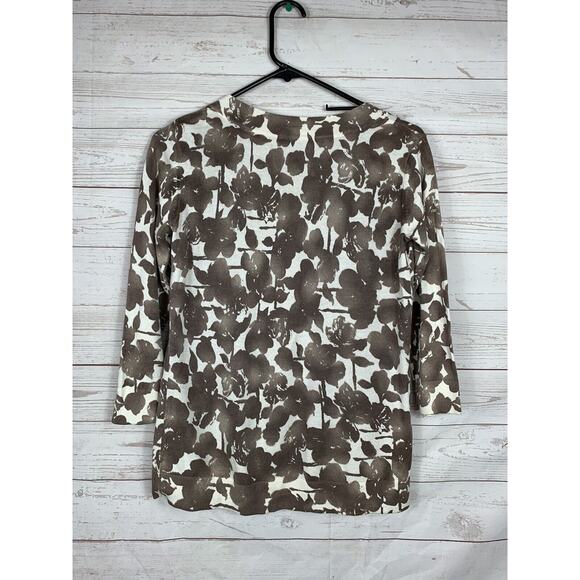 J. Jill‎ Cardigan Sweater Women's Size XS Silk Cashmere Tan floral Button - Picture 2 of 5